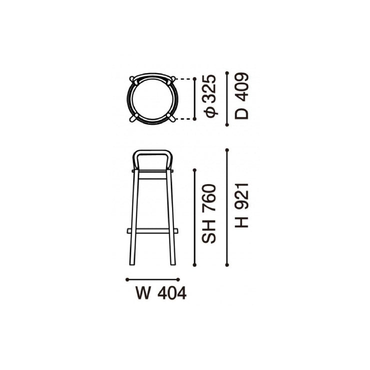 Karimoku New Standard - CASTOR BACKREST BAR STOOL HIGH black - Stool 