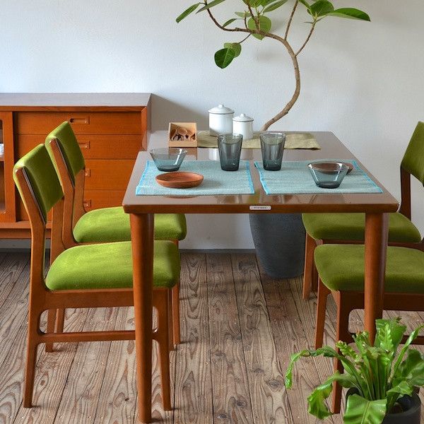 Karimoku60 - armless dining chair moquette green - Dining Chair 