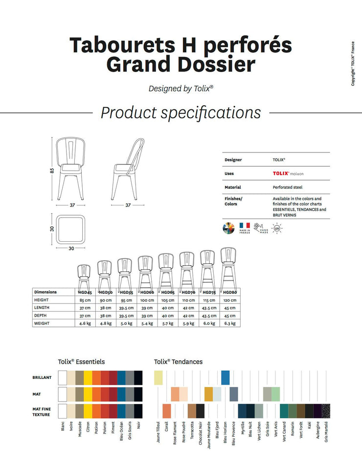 TOLIX - TOLIX High Backrest Stool Perforated S - Stool 