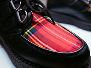 Underground - ORIGINAL WULFRUN CREEPER – BLACK LEATHER & ROYAL STEWART TARTAN – SINGLE SOLE – MADE IN THE U.K. - Accessories 