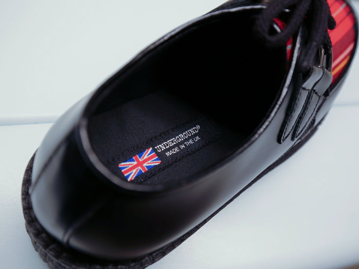 Underground - ORIGINAL WULFRUN CREEPER – BLACK LEATHER & ROYAL STEWART TARTAN – SINGLE SOLE – MADE IN THE U.K. - Accessories 