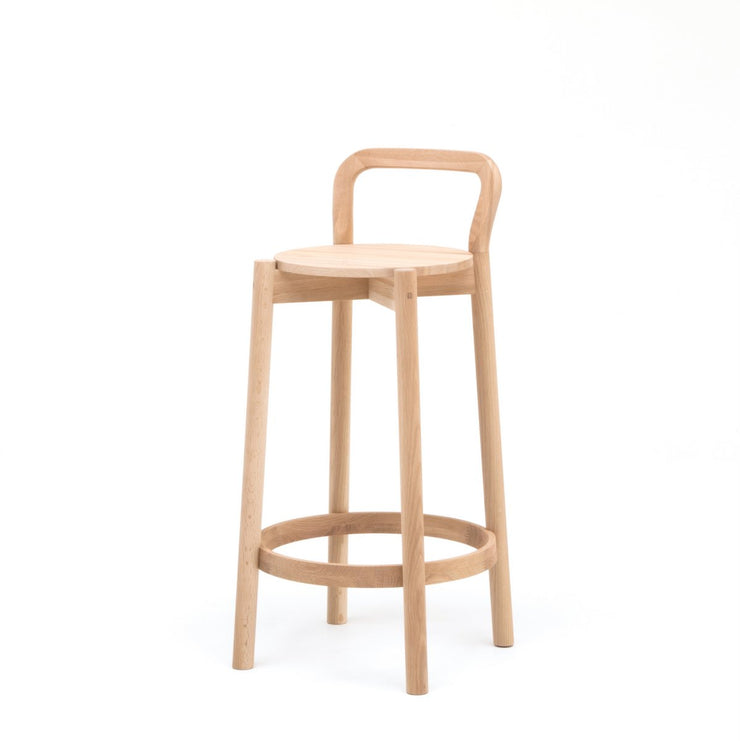 Karimoku New Standard - CASTOR BACKREST BAR STOOL LOW oak - Stool 