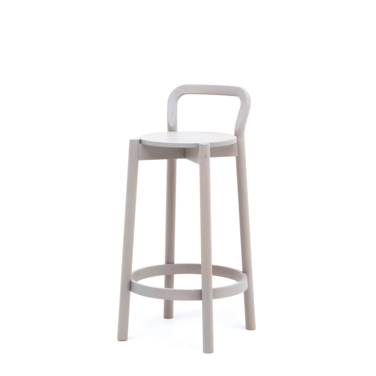 Karimoku New Standard - CASTOR BACKREST BAR STOOL LOW grey - Stool 