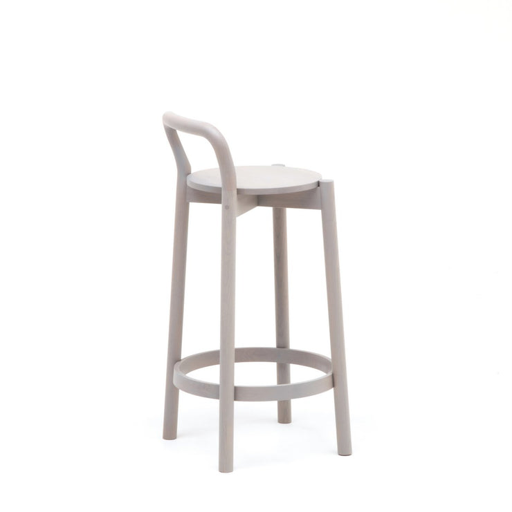 Karimoku New Standard - CASTOR BACKREST BAR STOOL LOW grey - Stool 