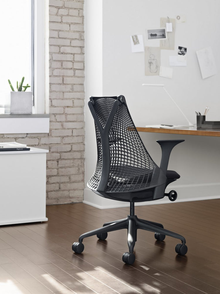 Sayl Chair Black Base with Black Y Tower Authorized Dealer for Herman Miller