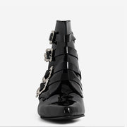 Underground - PECK - WINKLE PICKER BOOT - BLACK PATENT LEATHER & SKULL BUCKLES - Accessories 