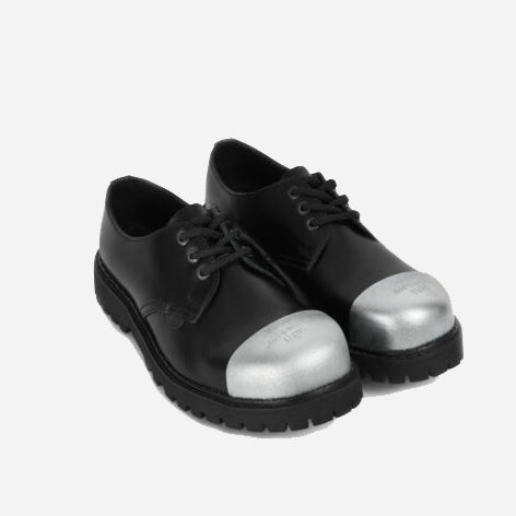 Underground - TRACKER 3 EYELET EXTERNAL STEEL CAP SHOE - BLACK LEATHER - SINGLE SOLE - Accessories 